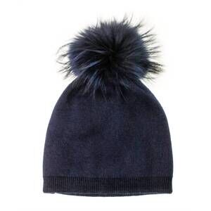 NEW LINDA RICHARDS women's angora hat with pom in navy